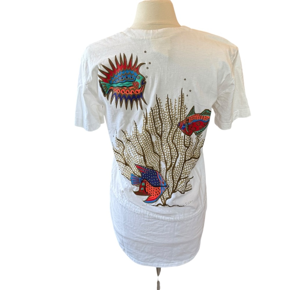 VNTG 80s/90s Cristina Maxx Los Angeles FISH Art Paint Glitter Swim Cover Up S/M